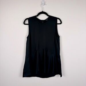 Theory Black Flowy Silky High Neck Tank Nicella Peplum Sleeveless Size S